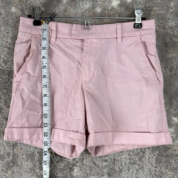 H&M LOGG Size 4 Flat Front Stretch Shorts Pink Button Zip Pocket Casual Cotton - Picture 4 of 8